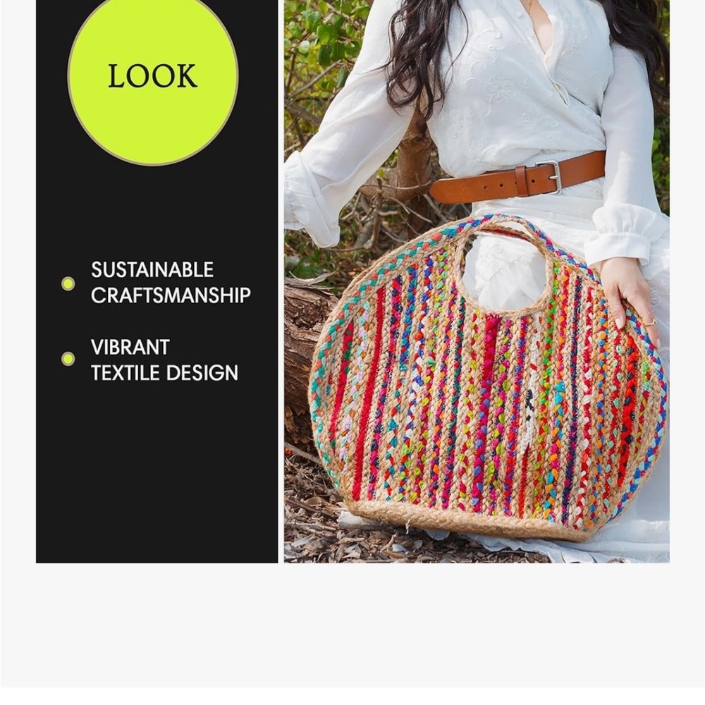 Antik Kraft Multicolor Braided Straw Tote - Picture 6 of 14